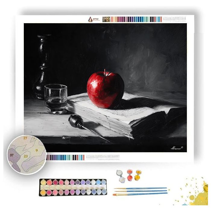 SCARLET APPLE STUDY B&W - Paint by Numbers Full Kit