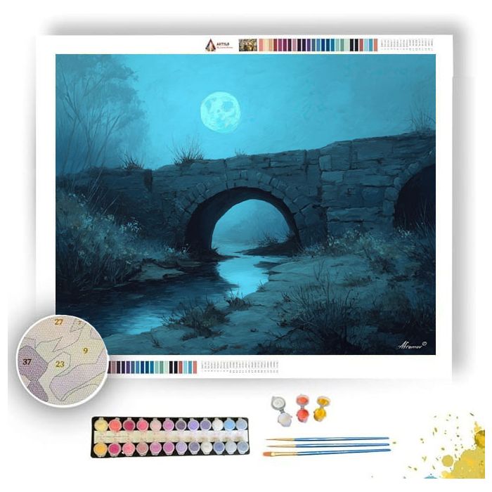 STONE BRIDGE UNDER CERULEAN MOON - Paint by Numbers Full Kit
