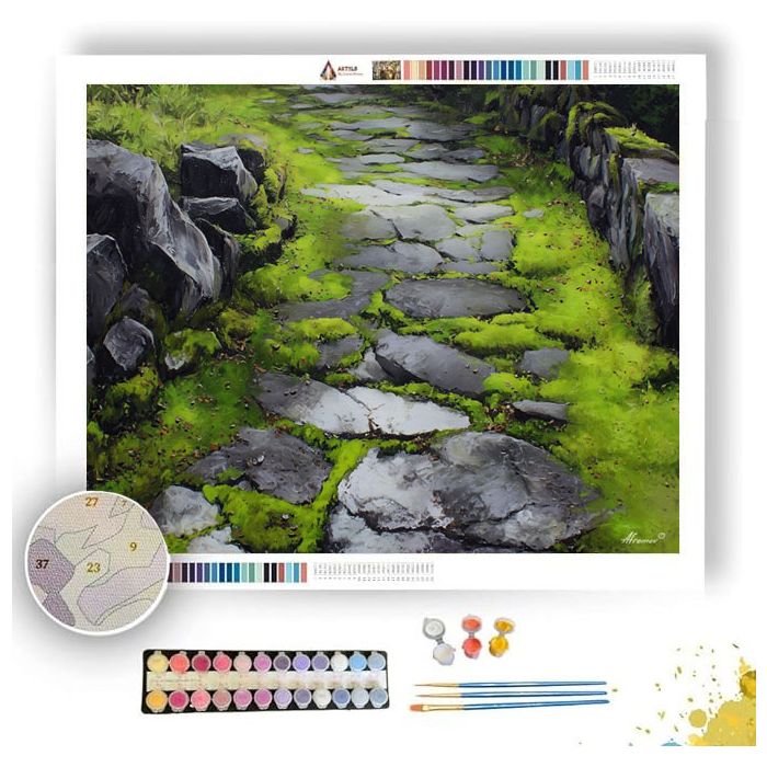 STONE PATH WITH EMERALD MOSS - Paint by Numbers Full Kit