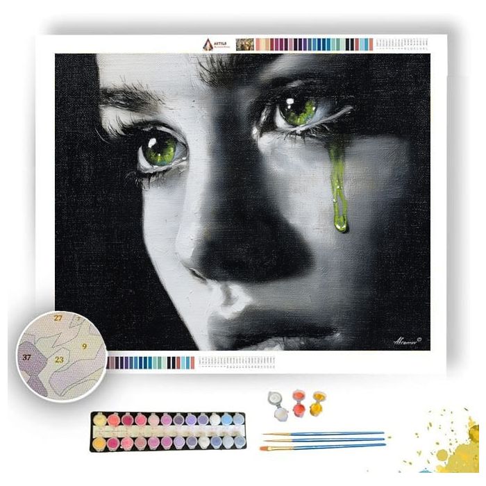 VERDANT TEAR STUDY B&W - Paint by Numbers Full Kit