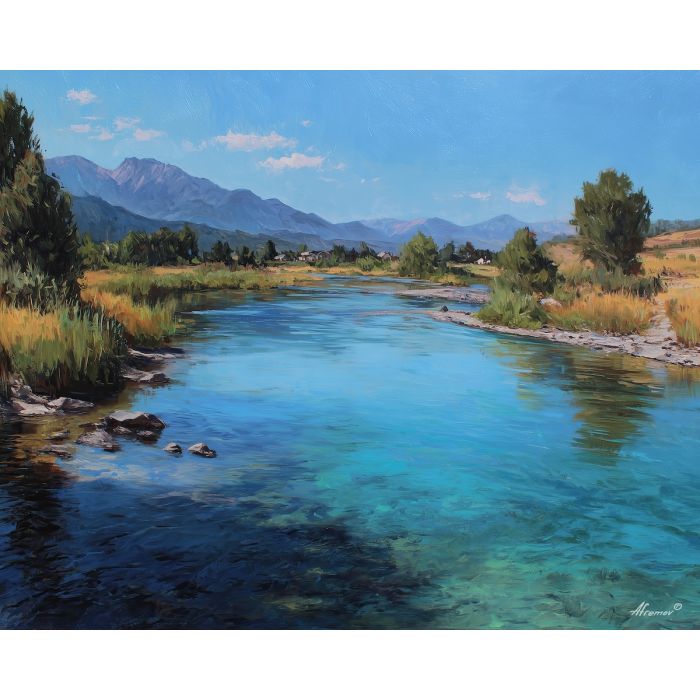 fantasy river flats,clear light,oil painting