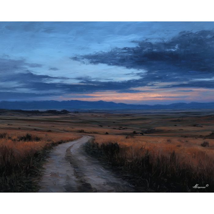dusk landscape,soft evening,oil painting