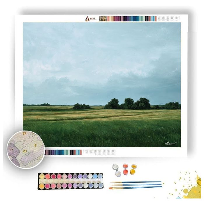 FIELD UNDER PALE SKY - Paint by Numbers Full Kit