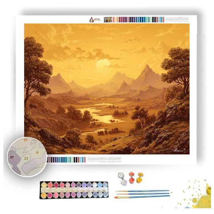 GOLDEN SKY LOWLANDS - Paint by Numbers Full Kit