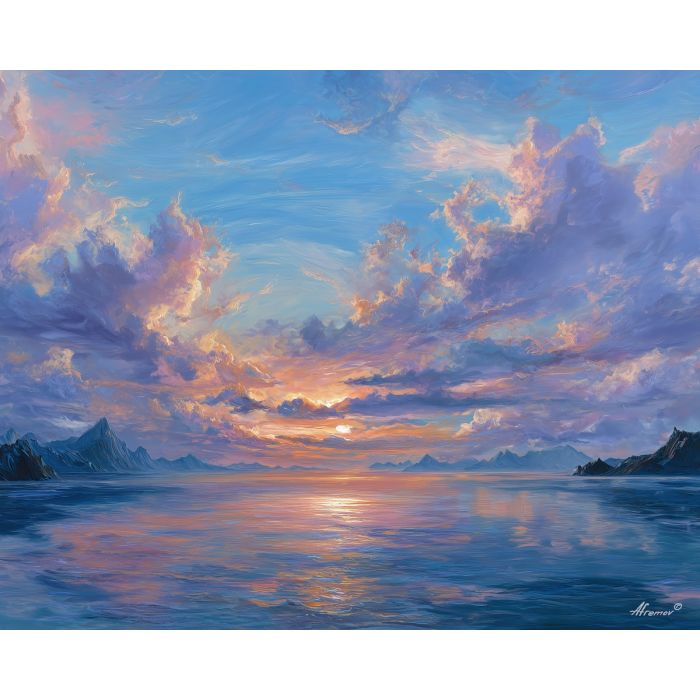 fantasy horizon,daylight calm,oil painting