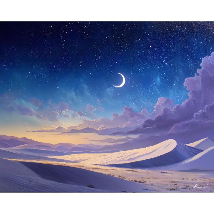 fantasy dunes,night glow,oil painting