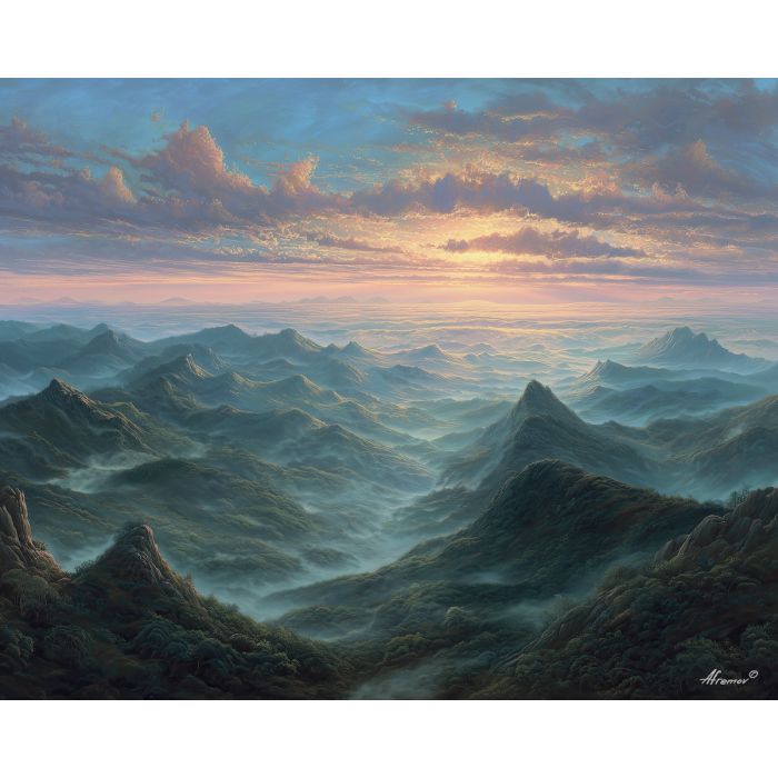 fantasy ridges,daylight glow,oil painting