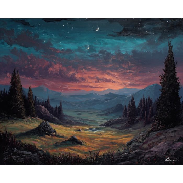 NIGHTFALL OPEN VALLEY - Paint by Numbers Full Kit