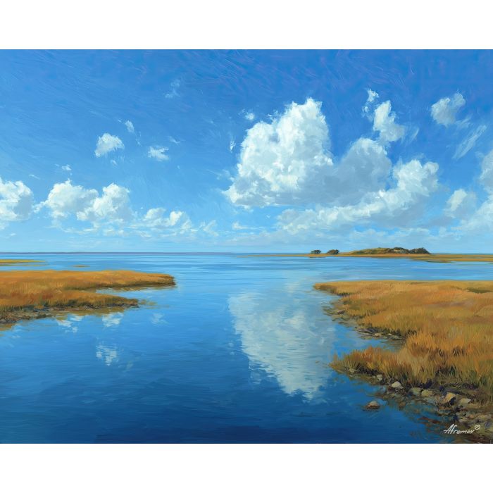 coastal landscape,calm shore,oil painting