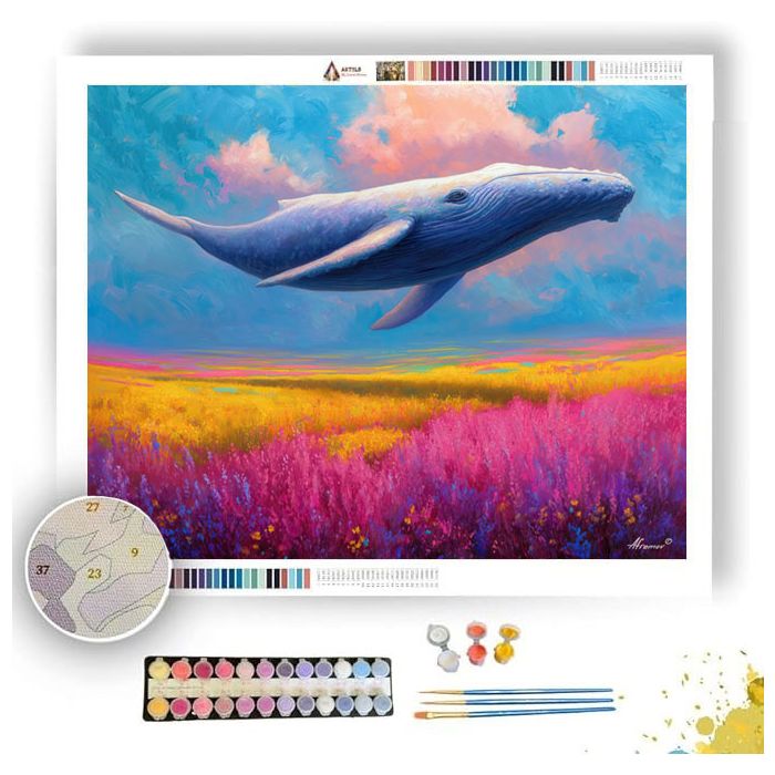 SKY WHALE ABOVE MEADOWS - Paint by Numbers Full Kit