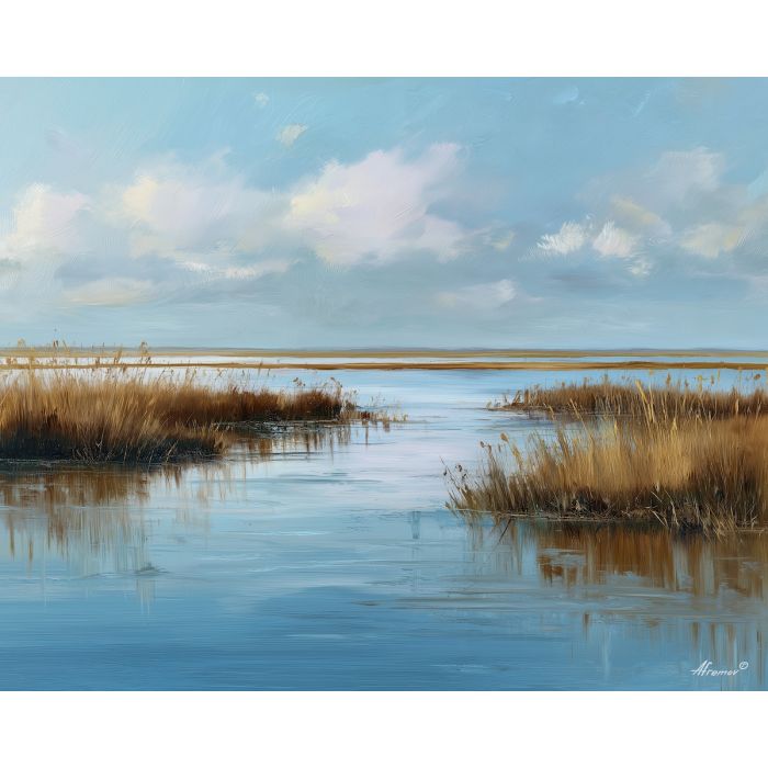 marshland,still water,nature calm,oil painting