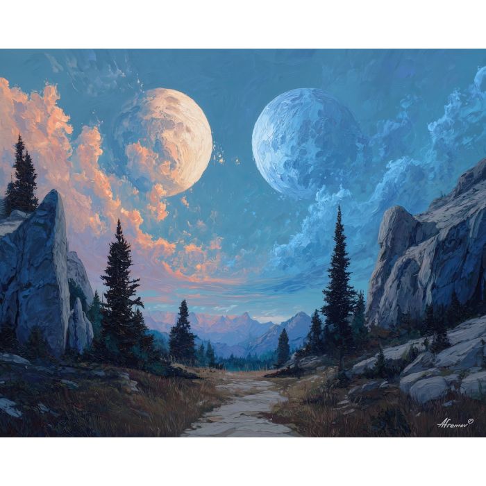 STILLNESS OF TWIN MOONS - Paint by Numbers Full Kit