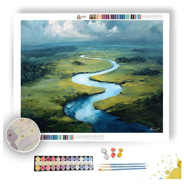 SUNLIT RIVER CURVE - Paint by Numbers Full Kit