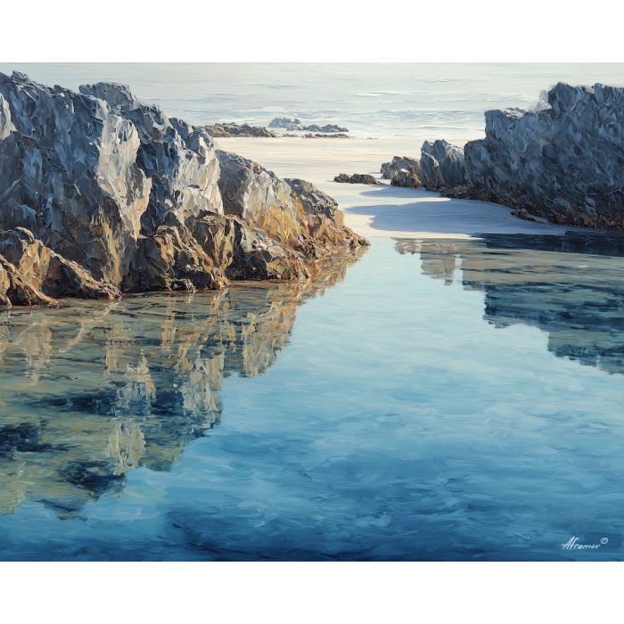 water reflection,shoreline,oil painting