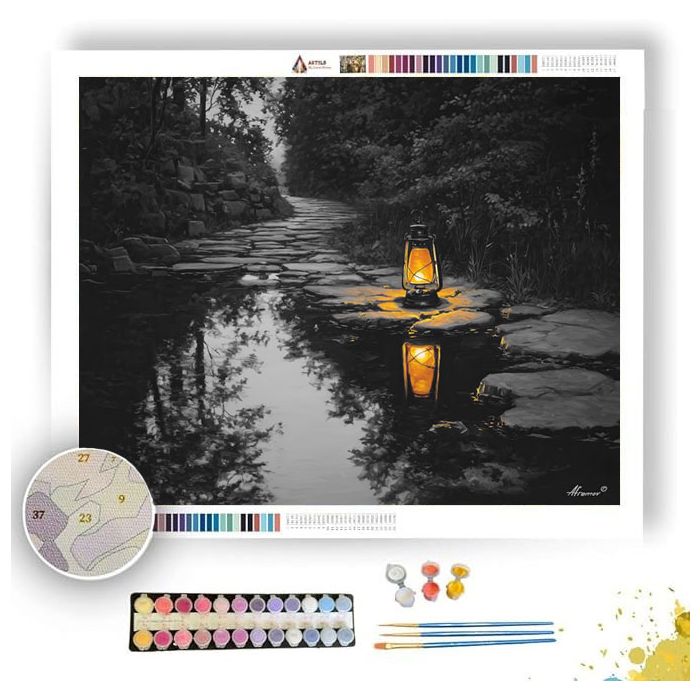 AMBER LANTERN PATH B&W - Paint by Numbers Full Kit