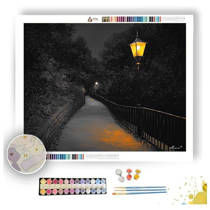 AMBER LANTERN WAY B&W - Paint by Numbers Full Kit