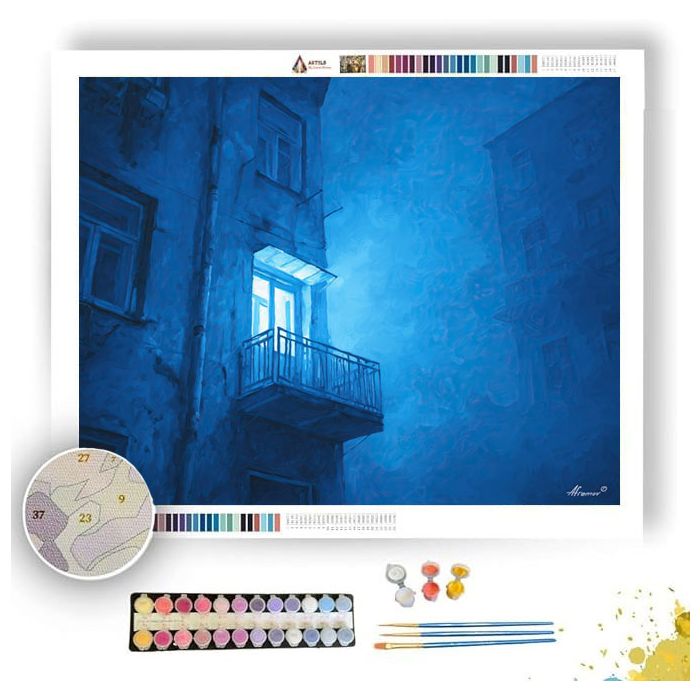 BLUE BALCONY LIGHT - Paint by Numbers Full Kit