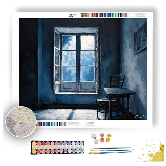 BLUE NIGHT WINDOW - Paint by Numbers Full Kit