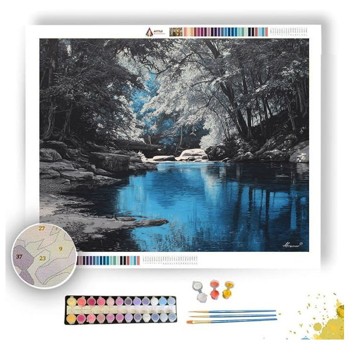 BLUE SHADOW RIVER B&W - Paint by Numbers Full Kit