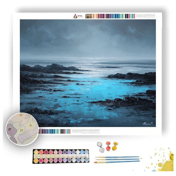 BLUE SHORE CALM B&W - Paint by Numbers Full Kit