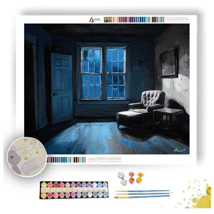 BLUE WINDOW SILENCE B&W - Paint by Numbers Full Kit