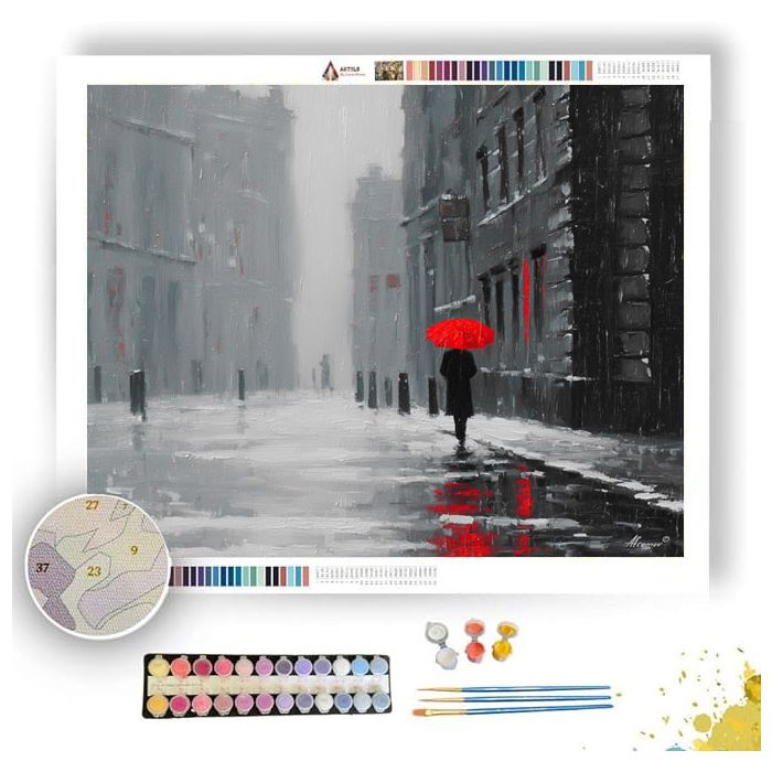 CRIMSON STREET WALK B&W - Paint by Numbers Full Kit