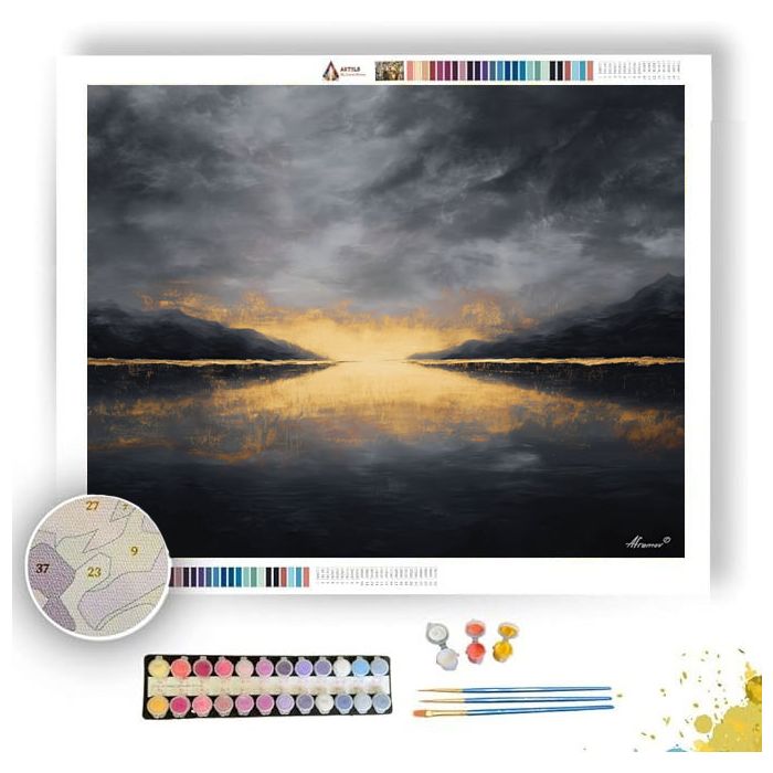 GOLD HORIZON LINE B&W - Paint by Numbers Full Kit