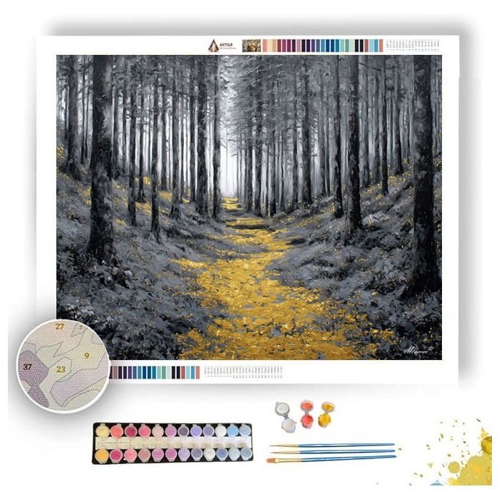 GOLD LEAF PATH B&W - Paint by Numbers Full Kit