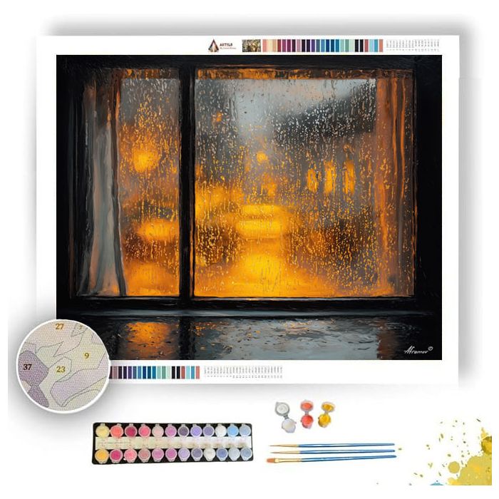 GOLDEN WINDOW RAIN - Paint by Numbers Full Kit