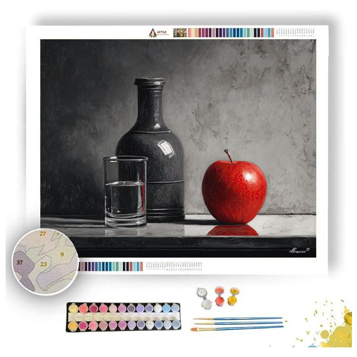 RED APPLE FOCUS B&W - Paint by Numbers Full Kit