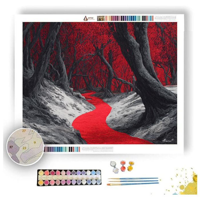 RED THREAD PATH B&W - Paint by Numbers Full Kit