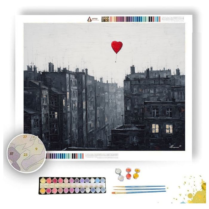 SCARLET BALLOON B&W - Paint by Numbers Full Kit