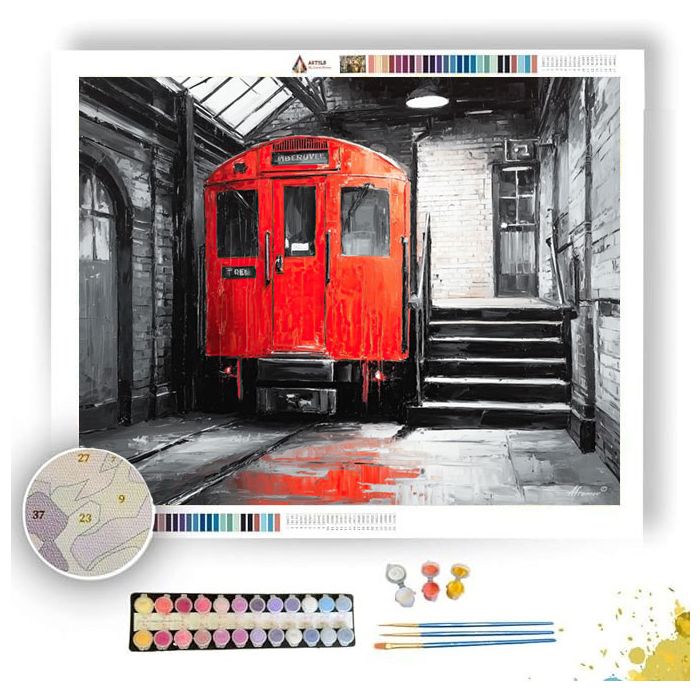 SCARLET TRAIN DOOR B&W - Paint by Numbers Full Kit