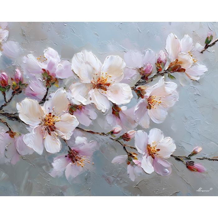 blooming, subtle, palette knife, oil painting, impasto, thick paint, layered pigment, scraped texture, hand painted, fine art, expressive surface, material depth, painterly, atmospheric, visual rhythm, textured painting, studio art