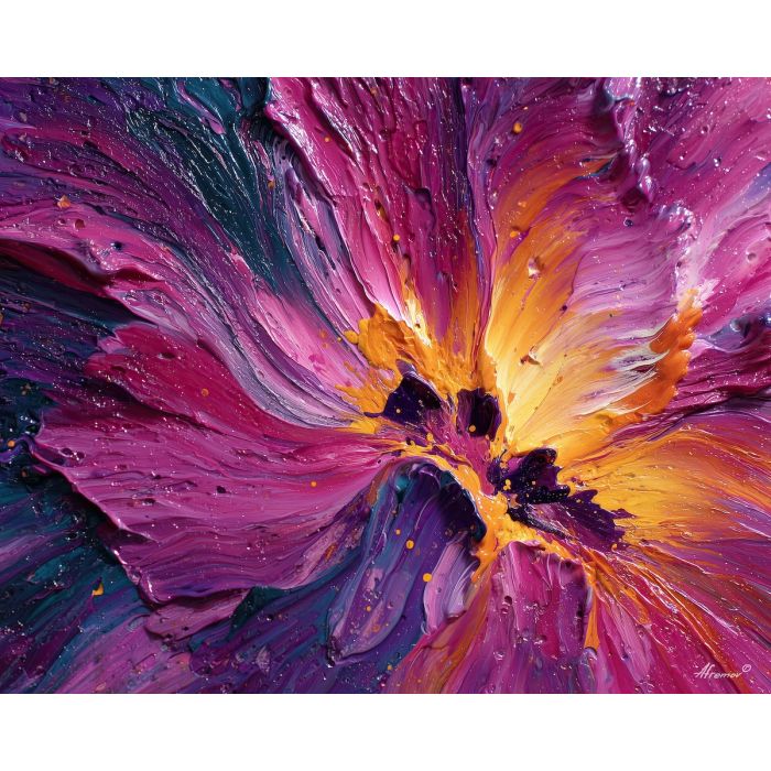 glowing, blooming, palette knife, oil painting, impasto, thick paint, layered pigment, scraped texture, hand painted, fine art, expressive surface, material depth, painterly, atmospheric, visual rhythm, textured painting, studio art