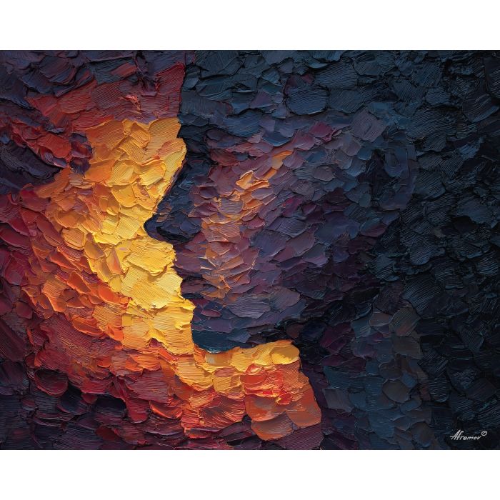 glowing, passing, palette knife, oil painting, impasto, thick paint, layered pigment, scraped texture, hand painted, fine art, expressive surface, material depth, painterly, atmospheric, visual rhythm, textured painting, studio art