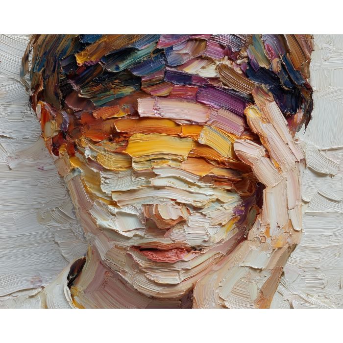 held, suspended, palette knife, oil painting, impasto, thick paint, layered pigment, scraped texture, hand painted, fine art, expressive surface, material depth, painterly, atmospheric, visual rhythm, textured painting, studio art