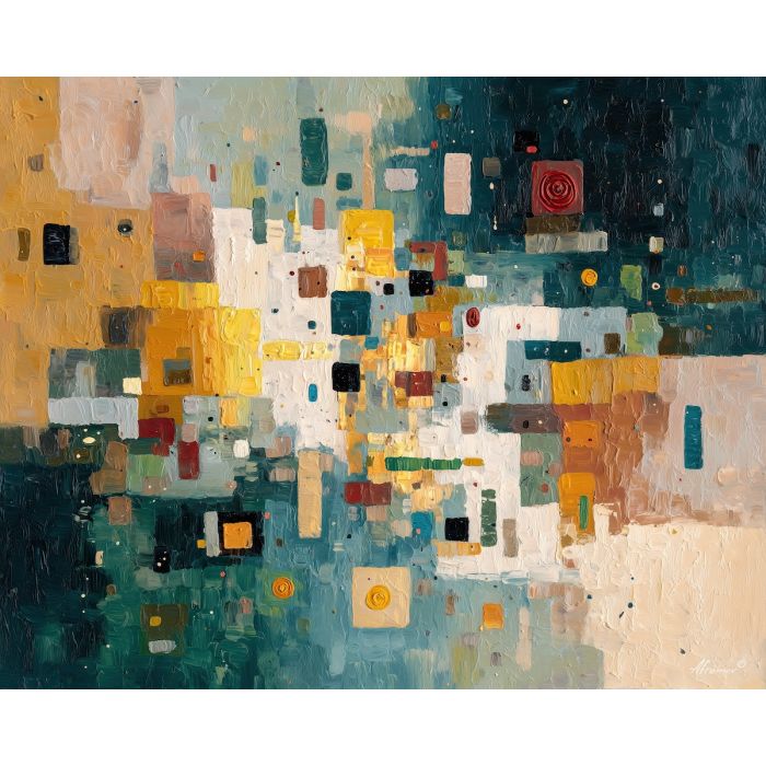 quiet, still, palette knife, oil painting, impasto, thick paint, layered pigment, scraped texture, hand painted, fine art, expressive surface, material depth, painterly, atmospheric, visual rhythm, textured painting, studio art