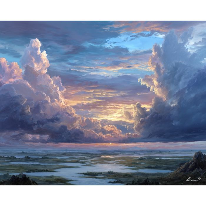 elemental landscape,harmony horizon,oil painting