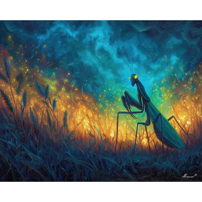 fantasy mantis,insect creature,daylight oil painting