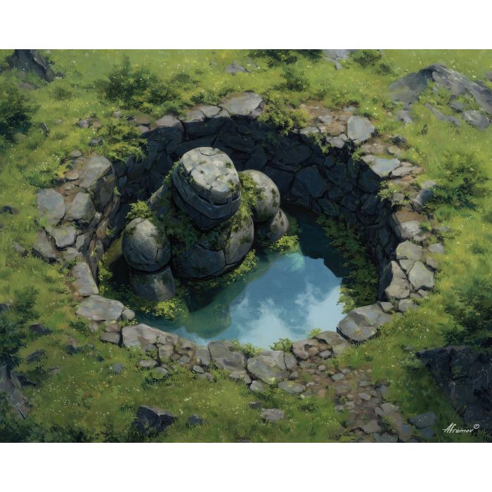 earth golem,stone basin,elemental being,oil painting