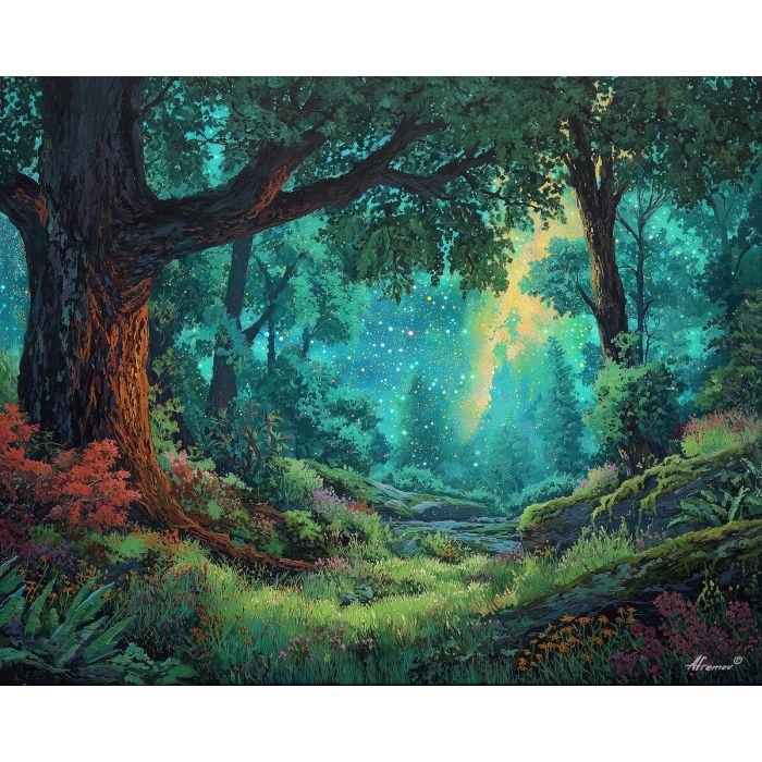 nature elements,magical grove,oil painting