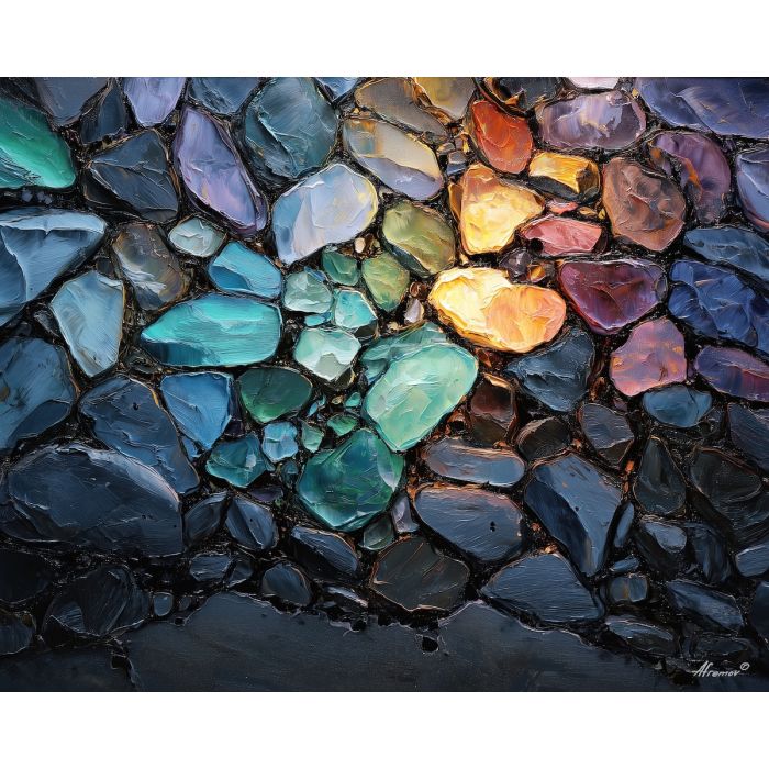 soft, vision, sea glass, palette knife, oil painting, impasto, thick paint, textured surface, expressive art, painterly style, material depth, visual rhythm, contemporary art, hand painted, layered pigment, atmospheric, modern composition