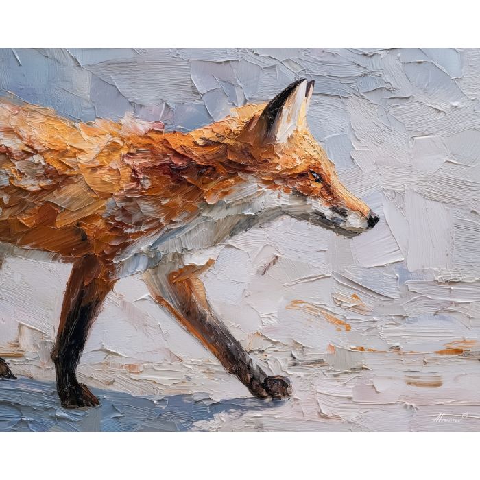 grounded, gesture, fox, palette knife, oil painting, impasto, thick paint, textured surface, expressive art, painterly style, material depth, visual rhythm, contemporary art, hand painted, layered pigment, atmospheric, modern composition