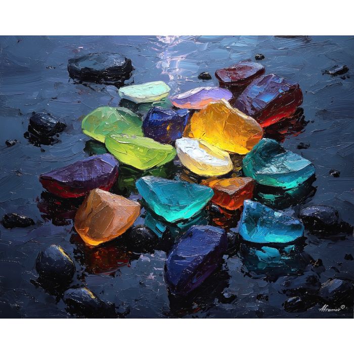 quiet, warm, presence, sea glass, palette knife, oil painting, impasto, thick paint, textured surface, expressive art, painterly style, material depth, visual rhythm, contemporary art, hand painted, layered pigment, atmospheric, modern composition