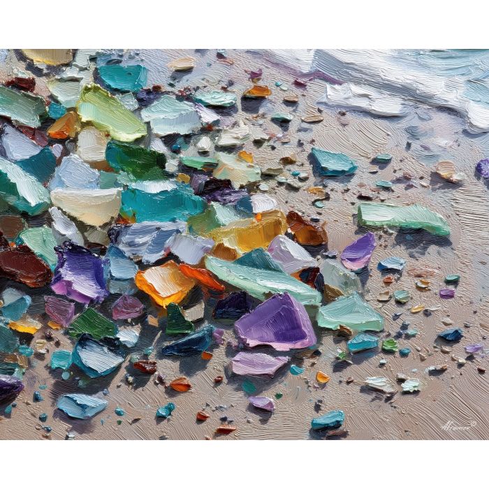 flowing, color, sea glass, palette knife, oil painting, impasto, thick paint, textured surface, expressive art, painterly style, material depth, visual rhythm, contemporary art, hand painted, layered pigment, atmospheric, modern composition