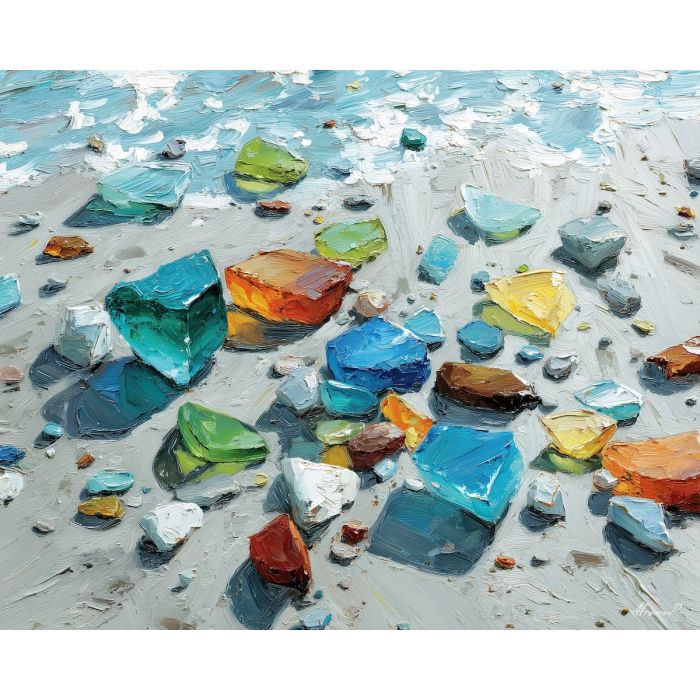 grounded, form, sea glass, palette knife, oil painting, impasto, thick paint, textured surface, expressive art, painterly style, material depth, visual rhythm, contemporary art, hand painted, layered pigment, atmospheric, modern composition