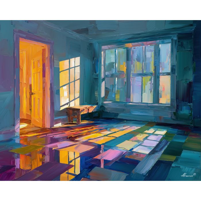 luminous, edge, matisse, palette knife, oil painting, impasto, thick paint, textured surface, expressive art, painterly style, material depth, visual rhythm, contemporary art, hand painted, layered pigment, atmospheric, modern composition