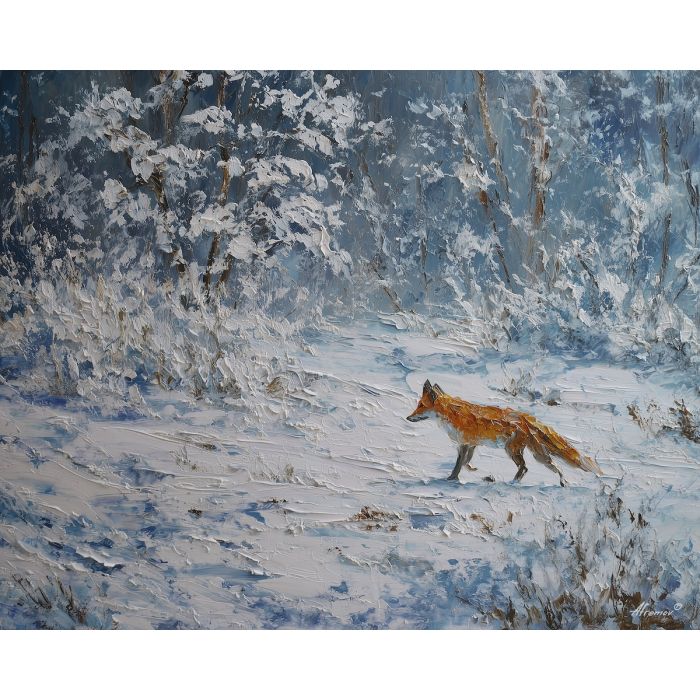 charged, figure, fox, palette knife, oil painting, impasto, thick paint, textured surface, expressive art, painterly style, material depth, visual rhythm, contemporary art, hand painted, layered pigment, atmospheric, modern composition