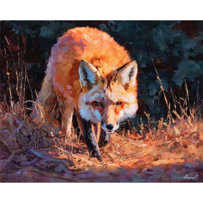 open, rhythm, fox, palette knife, oil painting, impasto, thick paint, textured surface, expressive art, painterly style, material depth, visual rhythm, contemporary art, hand painted, layered pigment, atmospheric, modern composition